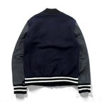 THE TWELVE (ato) Varsity Jacket, Medium, Navy Wool, Double Zip, Lamb Leather Sleeves, Ribbed Line, WBL-4602