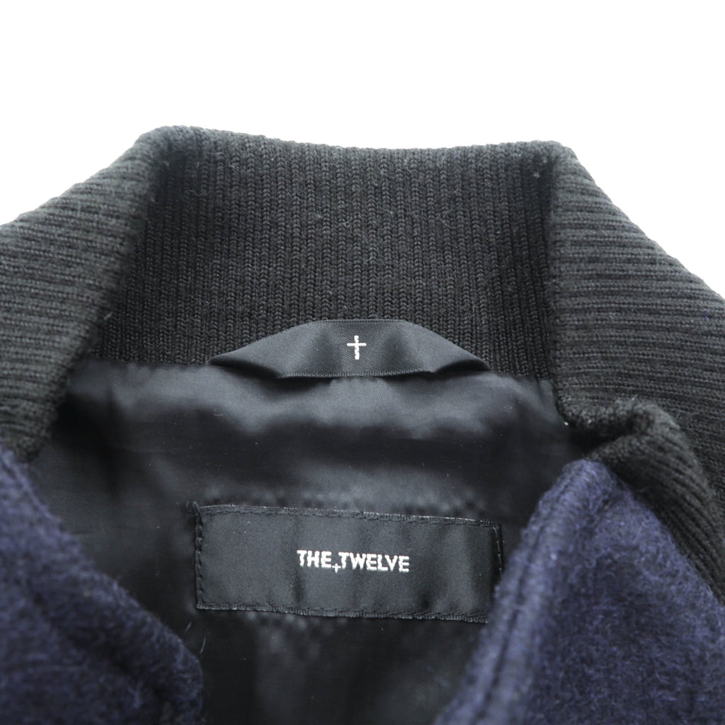 THE TWELVE (ato) Varsity Jacket, Medium, Navy Wool, Double Zip, Lamb Leather Sleeves, Ribbed Line, WBL-4602