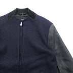 THE TWELVE (ato) Varsity Jacket, Medium, Navy Wool, Double Zip, Lamb Leather Sleeves, Ribbed Line, WBL-4602