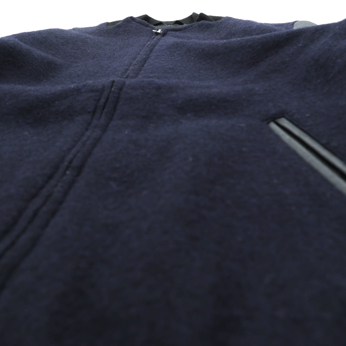 THE TWELVE (ato) Varsity Jacket, Medium, Navy Wool, Double Zip, Lamb Leather Sleeves, Ribbed Line, WBL-4602