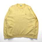 LACOSTE 80s Knit Sweater L Yellow Wool One Point Logo
