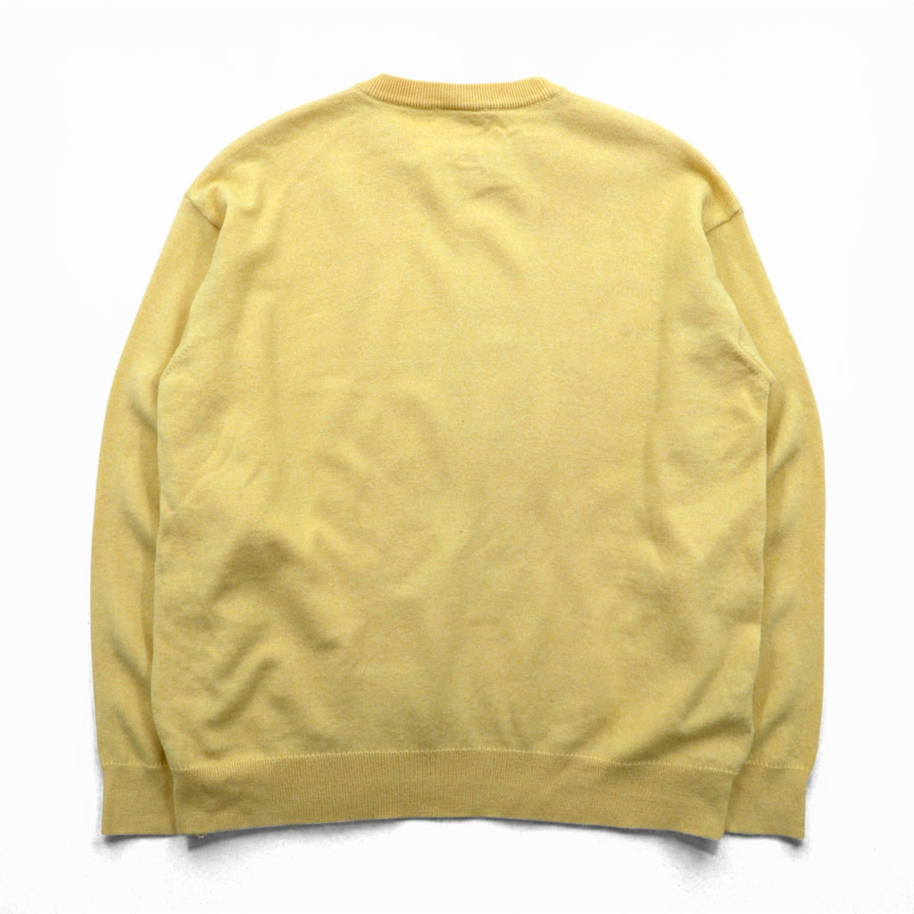 LACOSTE 80s Knit Sweater L Yellow Wool One Point Logo