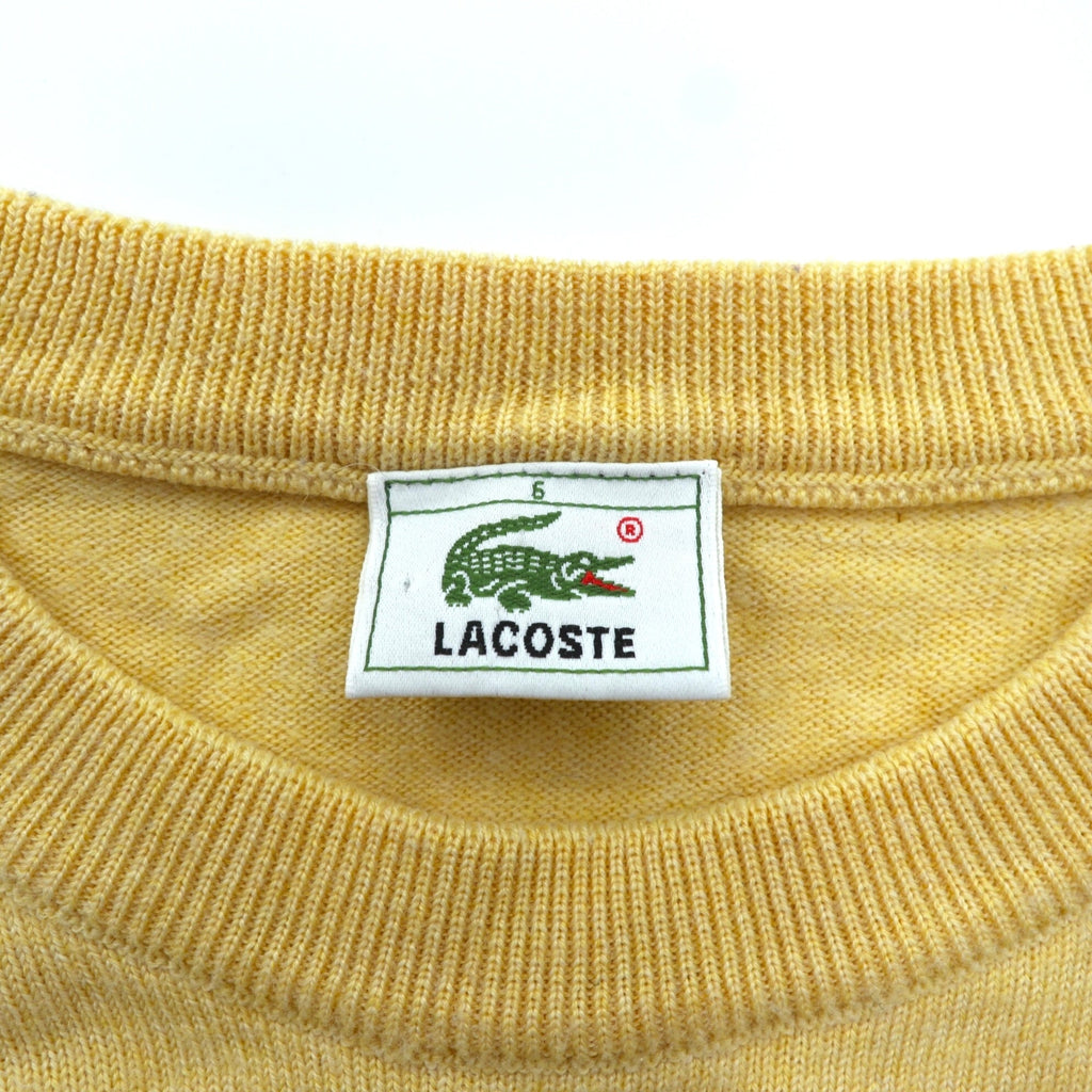 LACOSTE 80s Knit Sweater L Yellow Wool One Point Logo