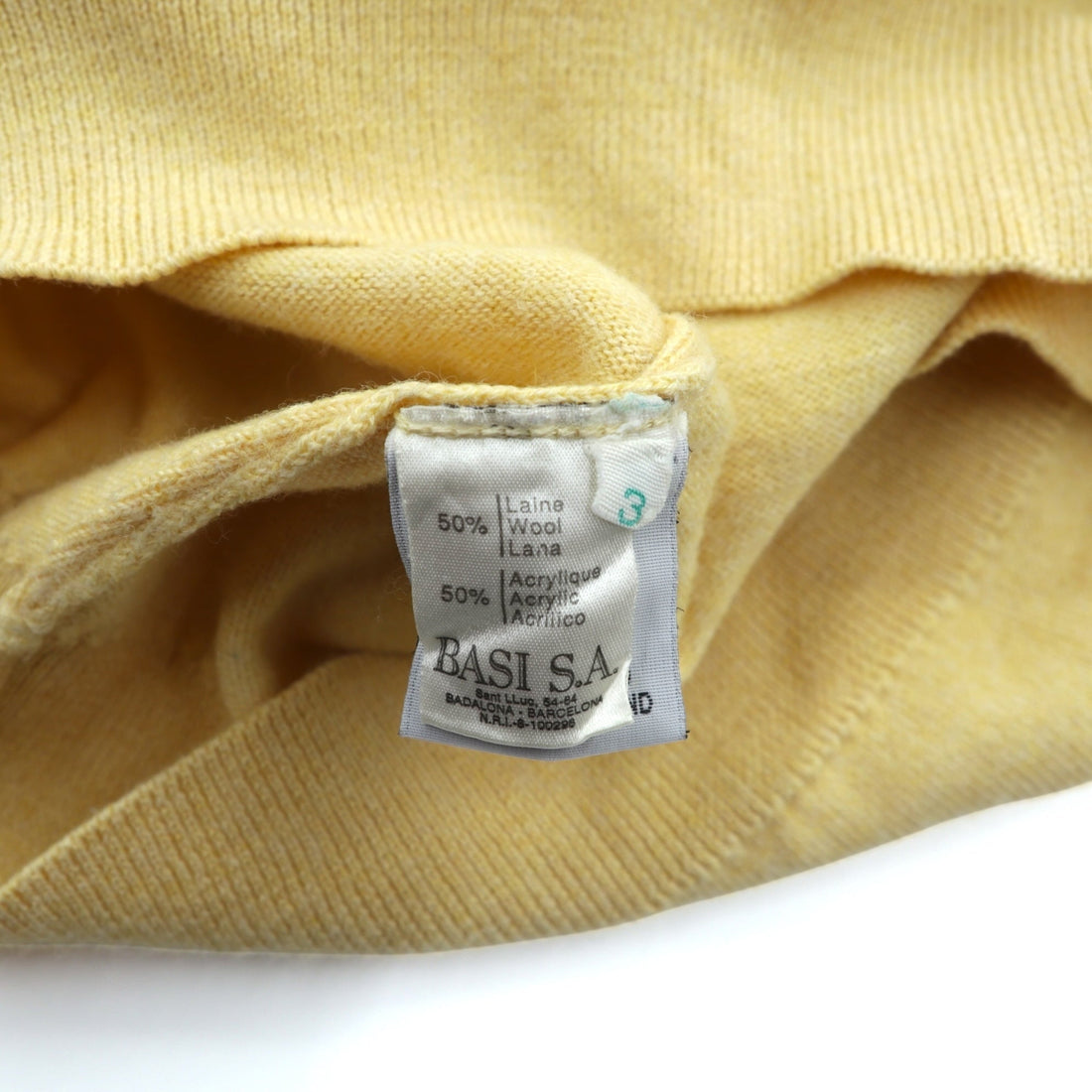 LACOSTE 80s Knit Sweater L Yellow Wool One Point Logo