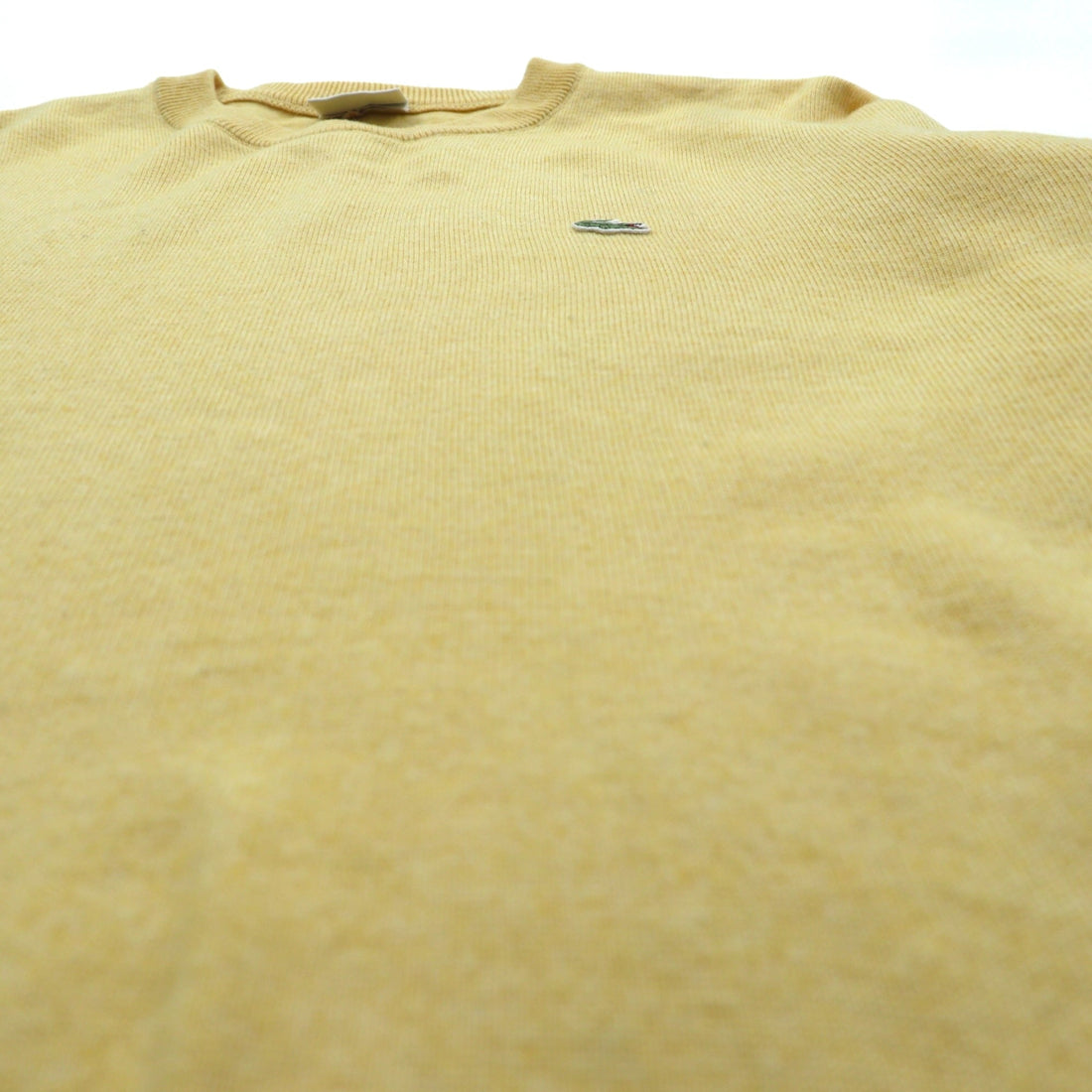 LACOSTE 80s Knit Sweater L Yellow Wool One Point Logo