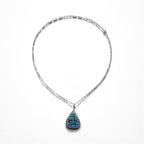 Vintage Sterling Silver Pendant with Turquoise Drop Necklace, Hallmark, Hopi Chain
