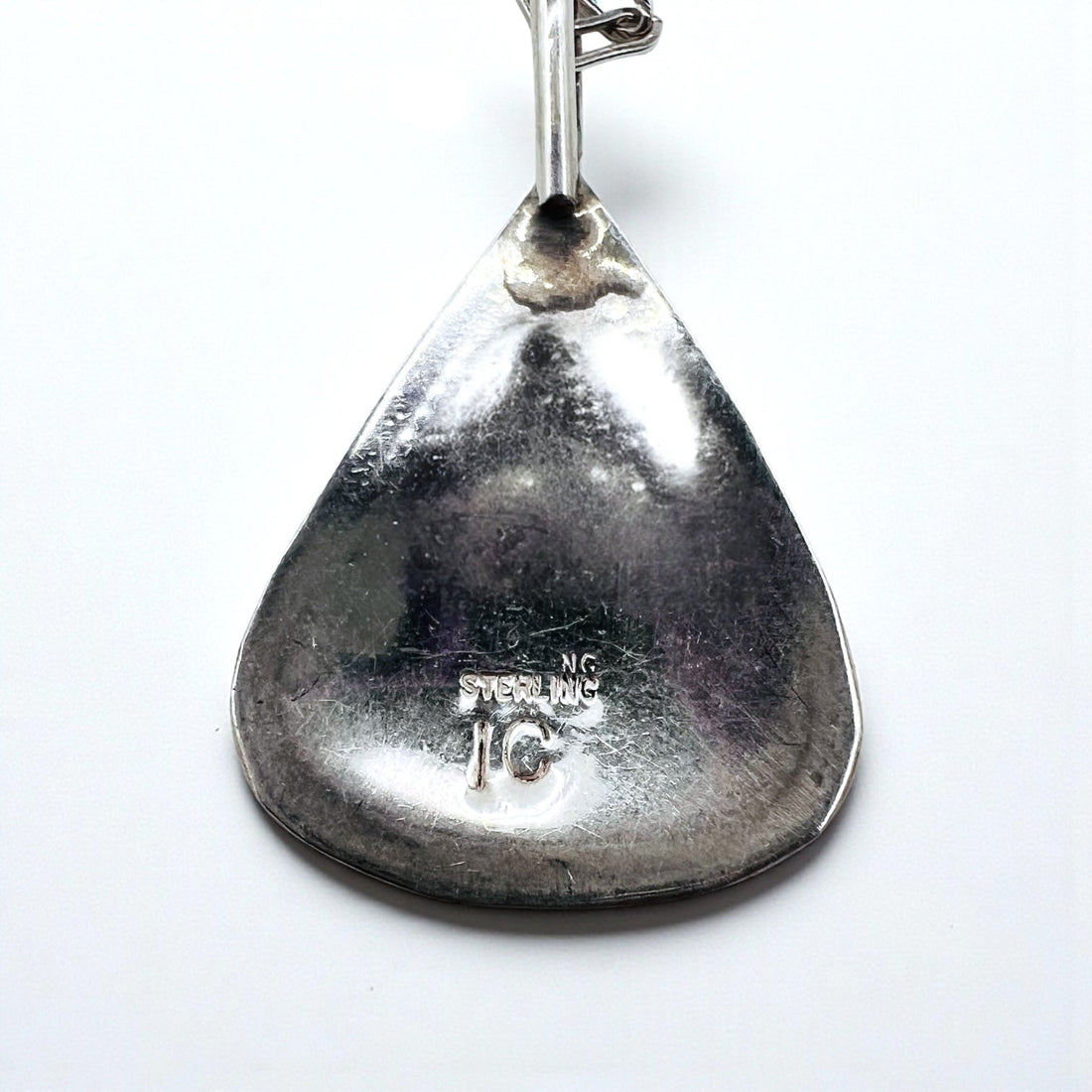 Vintage Sterling Silver Pendant with Turquoise Drop Necklace, Hallmark, Hopi Chain