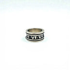 Vintage Silver Ring, Roman Numeral, Size 19, 925, Wide, Gothic
