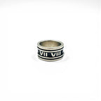 Vintage Silver Ring, Roman Numeral, Size 19, 925, Wide, Gothic