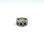 Vintage Silver Ring, Roman Numeral, Size 19, 925, Wide, Gothic