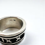 Vintage Silver Ring, Roman Numeral, Size 19, 925, Wide, Gothic
