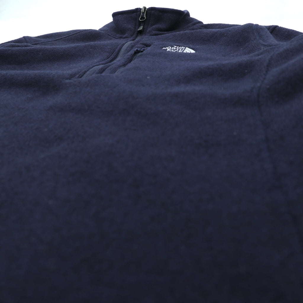 THE NORTH FACE Half Zip Fleece Jacket M Navy Stand Collar Chest Pocket A7TM Overseas Standards