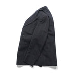 Ermenegildo Zegna Made in Italy Peak Lapel Double-Breasted Tailored Jacket Leather L Gray Wool Stripe