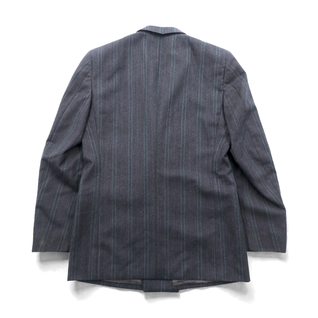 Ermenegildo Zegna Made in Italy Peak Lapel Double-Breasted Tailored Jacket Leather L Gray Wool Stripe