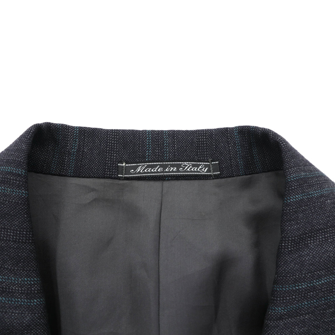 Ermenegildo Zegna Made in Italy Peak Lapel Double-Breasted Tailored Jacket Leather L Gray Wool Stripe