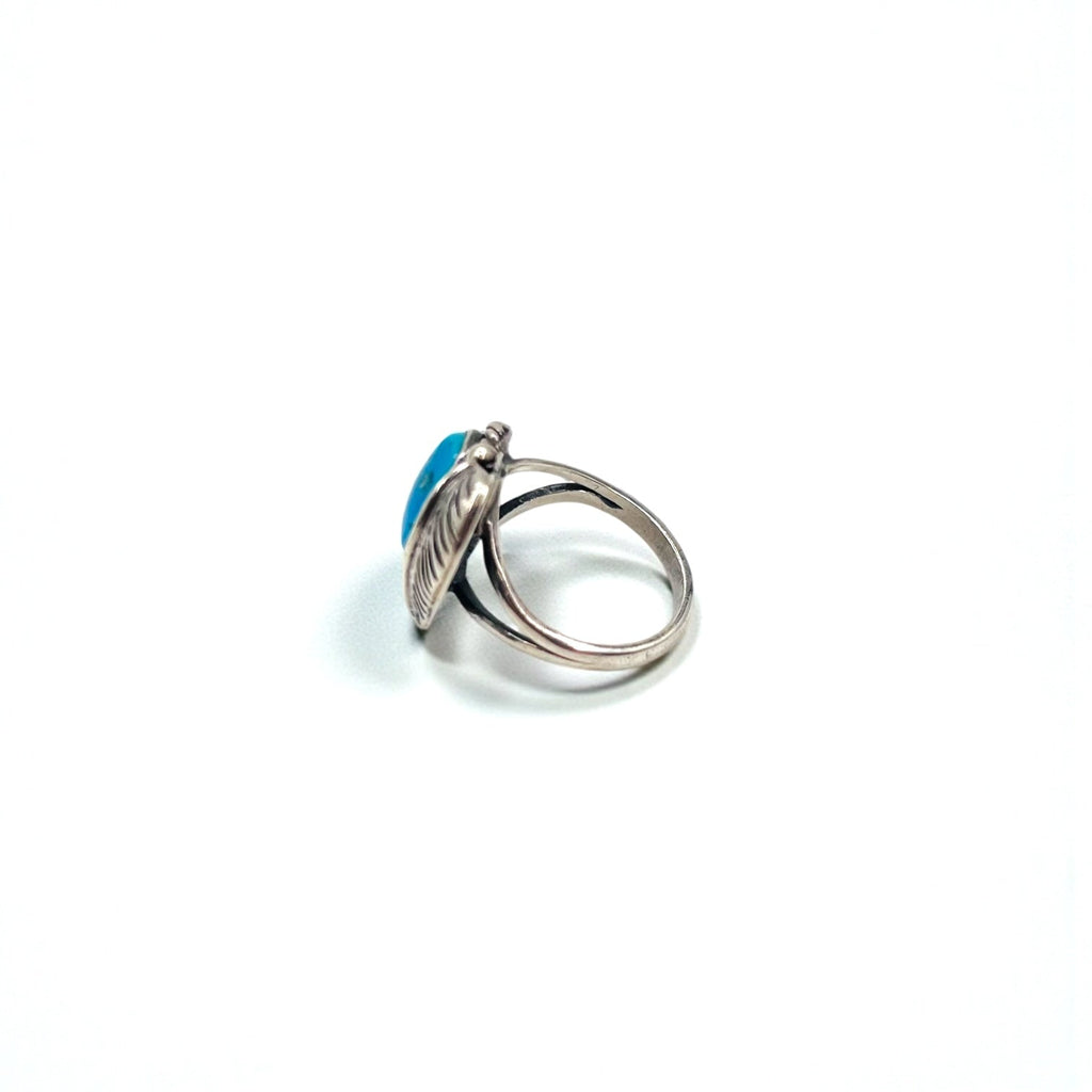 Vintage Indian Jewelry Sterling Silver Ring ターコイズ フェザー リング 指輪 10号 シルバー STERLING 刻印 インディアンジュエリー