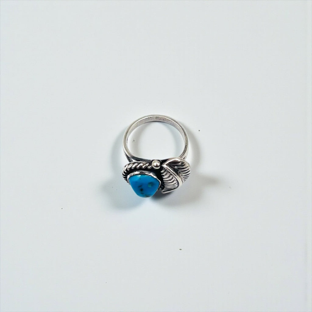 Vintage Indian Jewelry Sterling Silver Ring ターコイズ フェザー リング 指輪 10号 シルバー STERLING 刻印 インディアンジュエリー