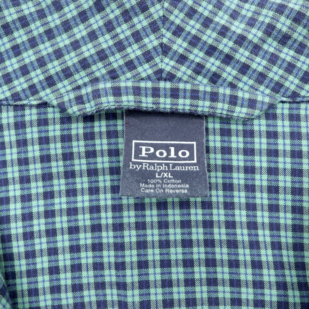 Polo Ralph Lauren 90s Gown Robe XL Green Check Small Pony Embroidery Pajama Long Shirt Jacket