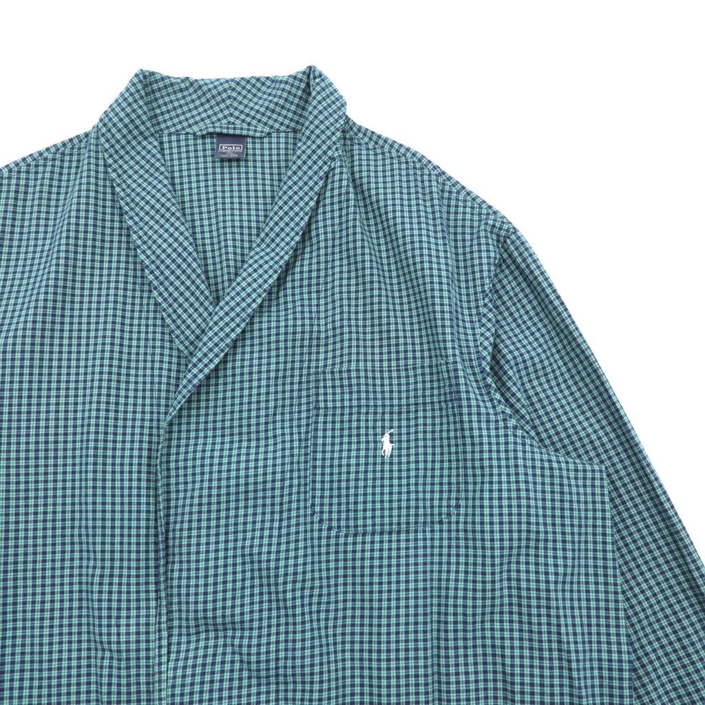 Polo Ralph Lauren 90s Gown Robe XL Green Check Small Pony Embroidery Pajama Long Shirt Jacket