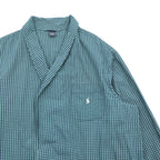 Polo Ralph Lauren 90s Gown Robe XL Green Check Small Pony Embroidery Pajama Long Shirt Jacket