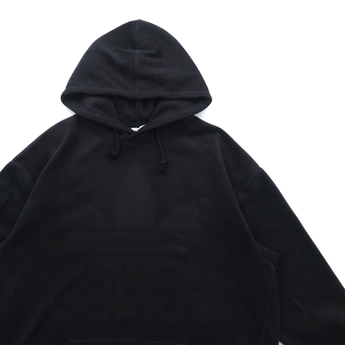 adidas Originals Velour Pullover Hoodie, XL, Black, with a Big Trefoil Logo. ADICOLOR HOODIE IN OVERSIZED FIT. CY3549