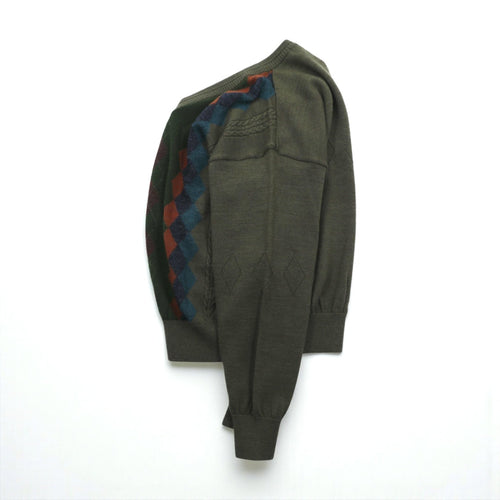 AUSTIN REED 90s Made in Japan Vintage V-Neck Knit Sweater, Size M, Argyle Pattern, Tasmanian Merino Wool, Unused