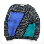 CRYSTAL RAINBOW 90s Vintage Patchwork Low Gauge Design Knit Sweater FREE