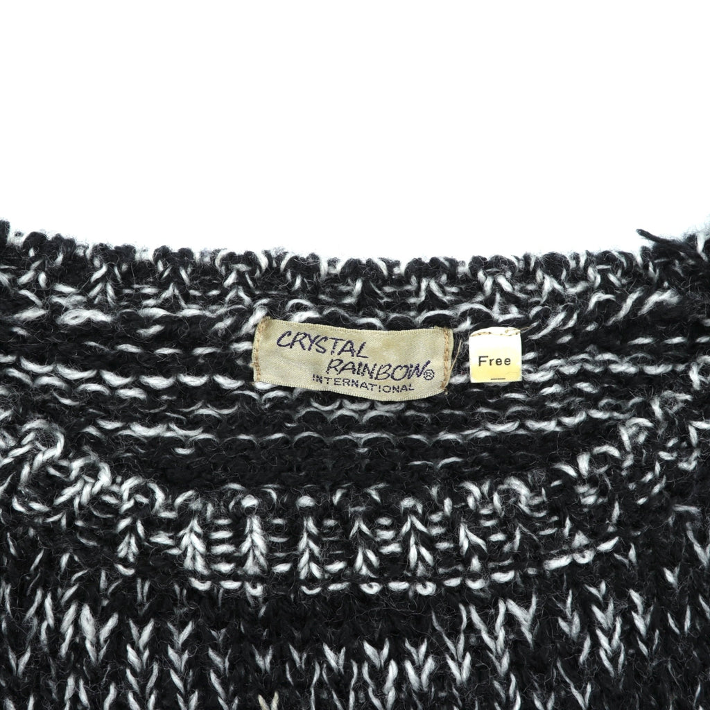 CRYSTAL RAINBOW 90s Vintage Patchwork Low Gauge Design Knit Sweater FREE