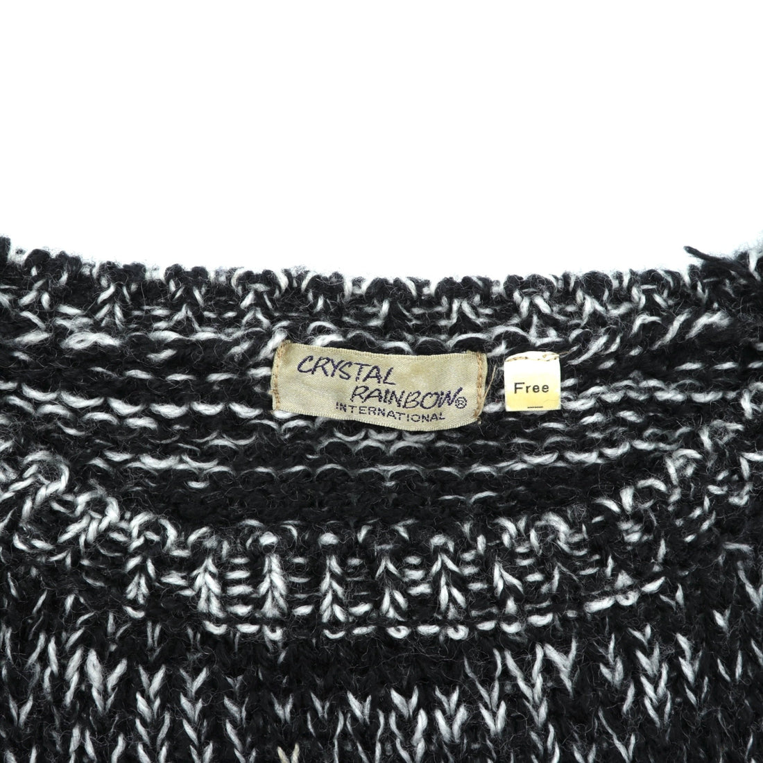 CRYSTAL RAINBOW 90s Vintage Patchwork Low Gauge Design Knit Sweater FREE