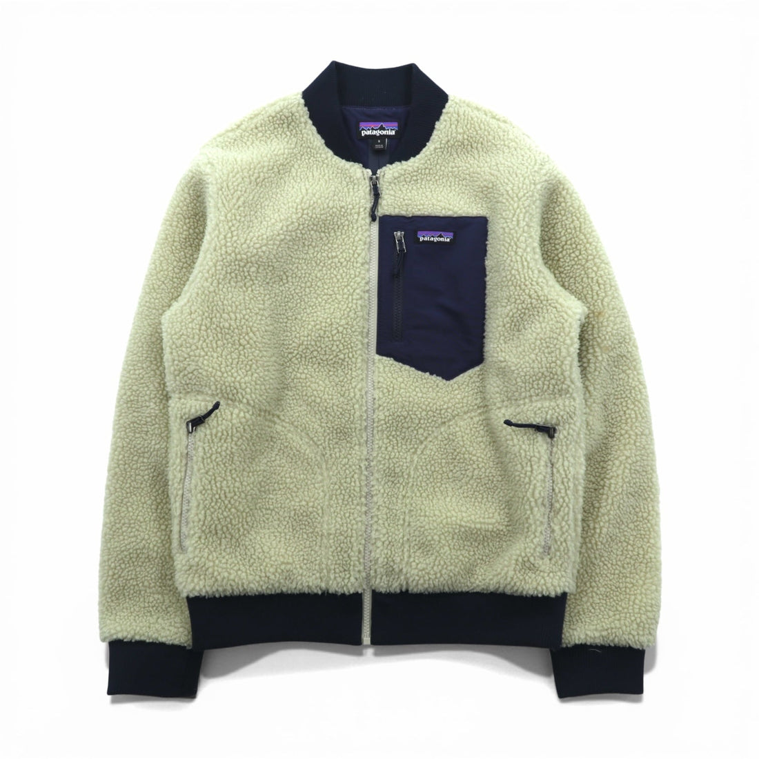 Patagonia Retro X Bomber Jacket, discontinued, Boa Fleece Size S, Natural Navy, 22830