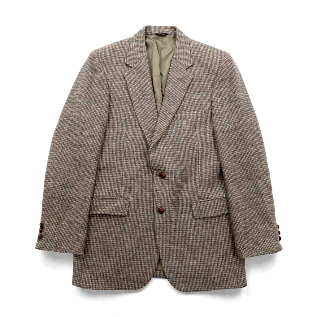 Harris Tweed 90s Made in USA Leather 2B Tailored Jacket, XL, Wool, Covered Buttons, Lord & Taylor