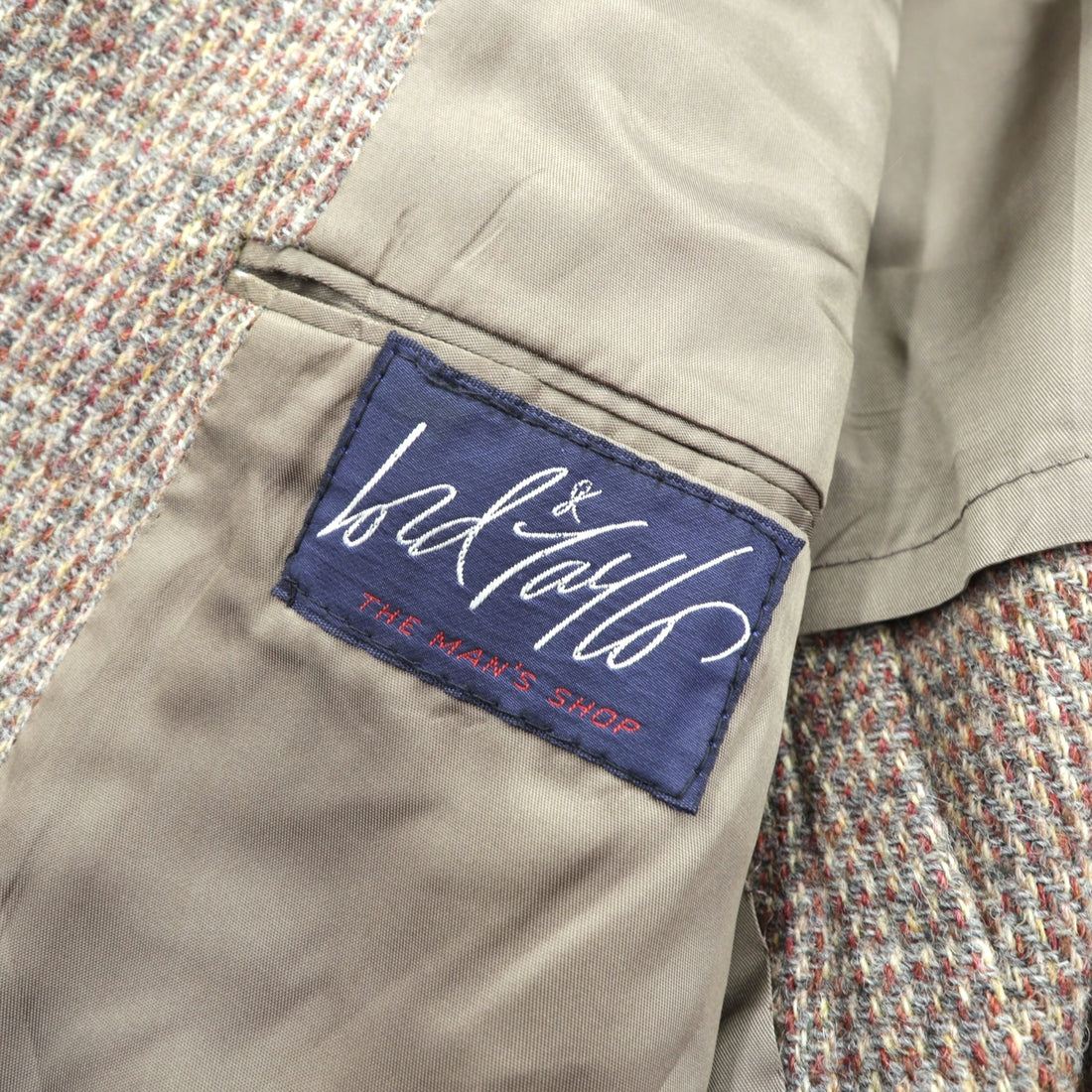 Harris Tweed 90s Made in USA Leather 2B Tailored Jacket, XL, Wool, Covered Buttons, Lord & Taylor