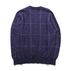 S.T. Dupont Made in Japan Vintage V-Neck Jacquard Knit Sweater, Large, Navy Wool