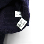 S.T. Dupont Made in Japan Vintage V-Neck Jacquard Knit Sweater, Large, Navy Wool