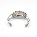 Vintage Silver Cuff Bracelet with Zuni Sun Face Bangle Inlay, Sterling Silver, Hallmark Indian Jewelry