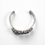 Vintage Silver Cuff Bracelet with Zuni Sun Face Bangle Inlay, Sterling Silver, Hallmark Indian Jewelry