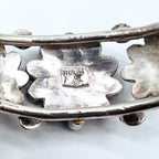 Vintage Silver Cuff Bracelet with Zuni Sun Face Bangle Inlay, Sterling Silver, Hallmark Indian Jewelry