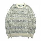 BILL BLASS 米国製 ジャガード ニット セーター L コットン 総柄 USA製