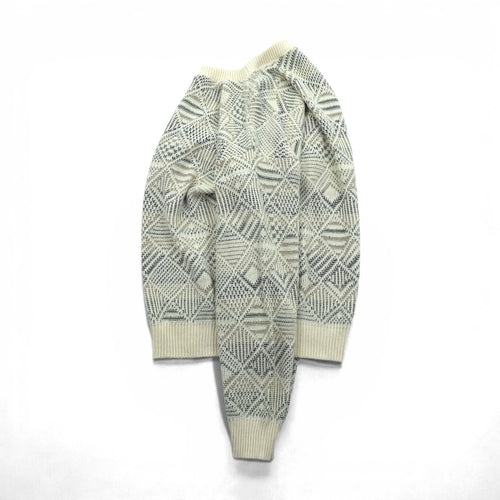 BILL BLASS Jacquard Knit Sweater, Large, Cotton Allover Pattern, Made in USA