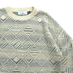 BILL BLASS 米国製 ジャガード ニット セーター L コットン 総柄 USA製