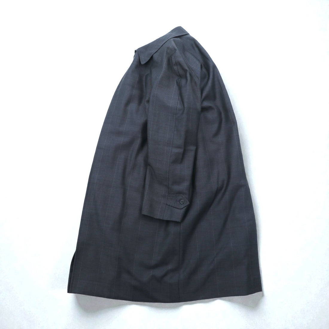 SANYO COAT Made in Japan Balmacaan Soutien Collar L Navy Check with Detachable Quilted Liner and Mohair Blend Bi-Flap