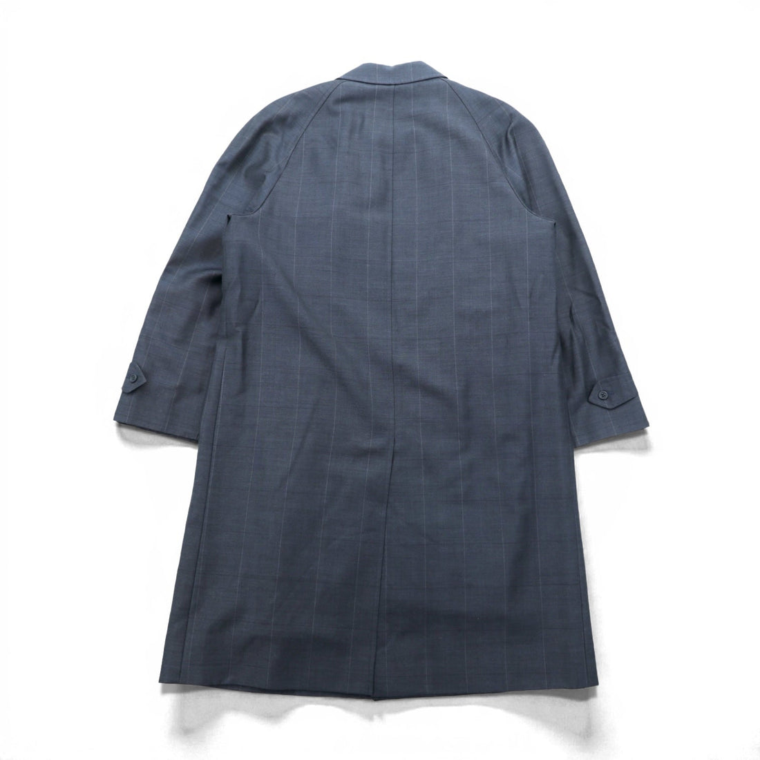 SANYO COAT Made in Japan Balmacaan Soutien Collar L Navy Check with Detachable Quilted Liner and Mohair Blend Bi-Flap