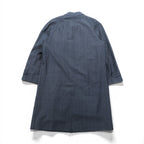 SANYO COAT Made in Japan Balmacaan Soutien Collar L Navy Check with Detachable Quilted Liner and Mohair Blend Bi-Flap