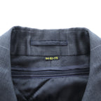 SANYO COAT Made in Japan Balmacaan Soutien Collar L Navy Check with Detachable Quilted Liner and Mohair Blend Bi-Flap