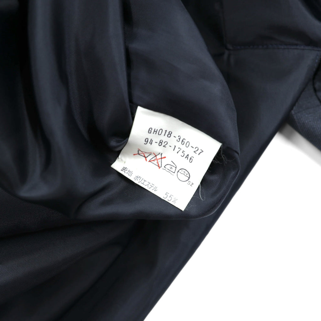 SANYO COAT Made in Japan Balmacaan Soutien Collar L Navy Check with Detachable Quilted Liner and Mohair Blend Bi-Flap