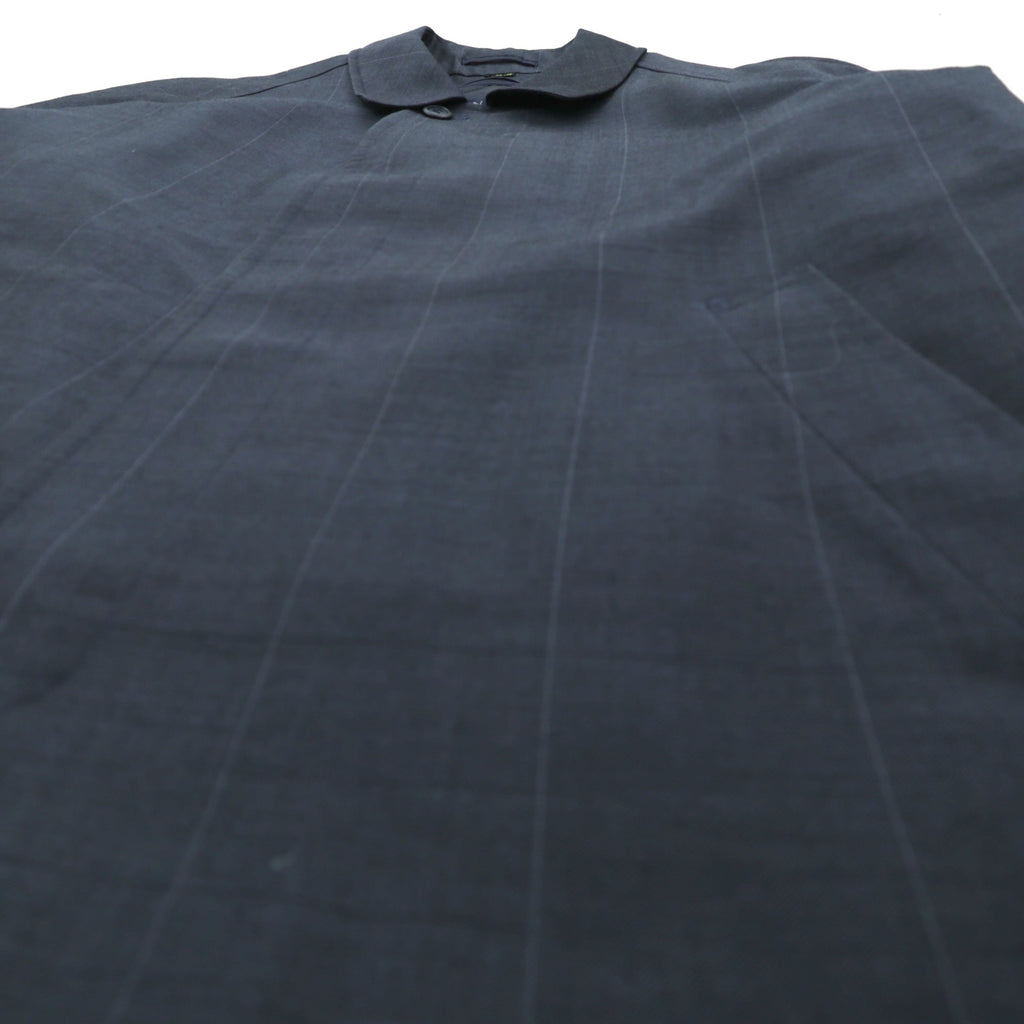 SANYO COAT Made in Japan Balmacaan Soutien Collar L Navy Check with Detachable Quilted Liner and Mohair Blend Bi-Flap