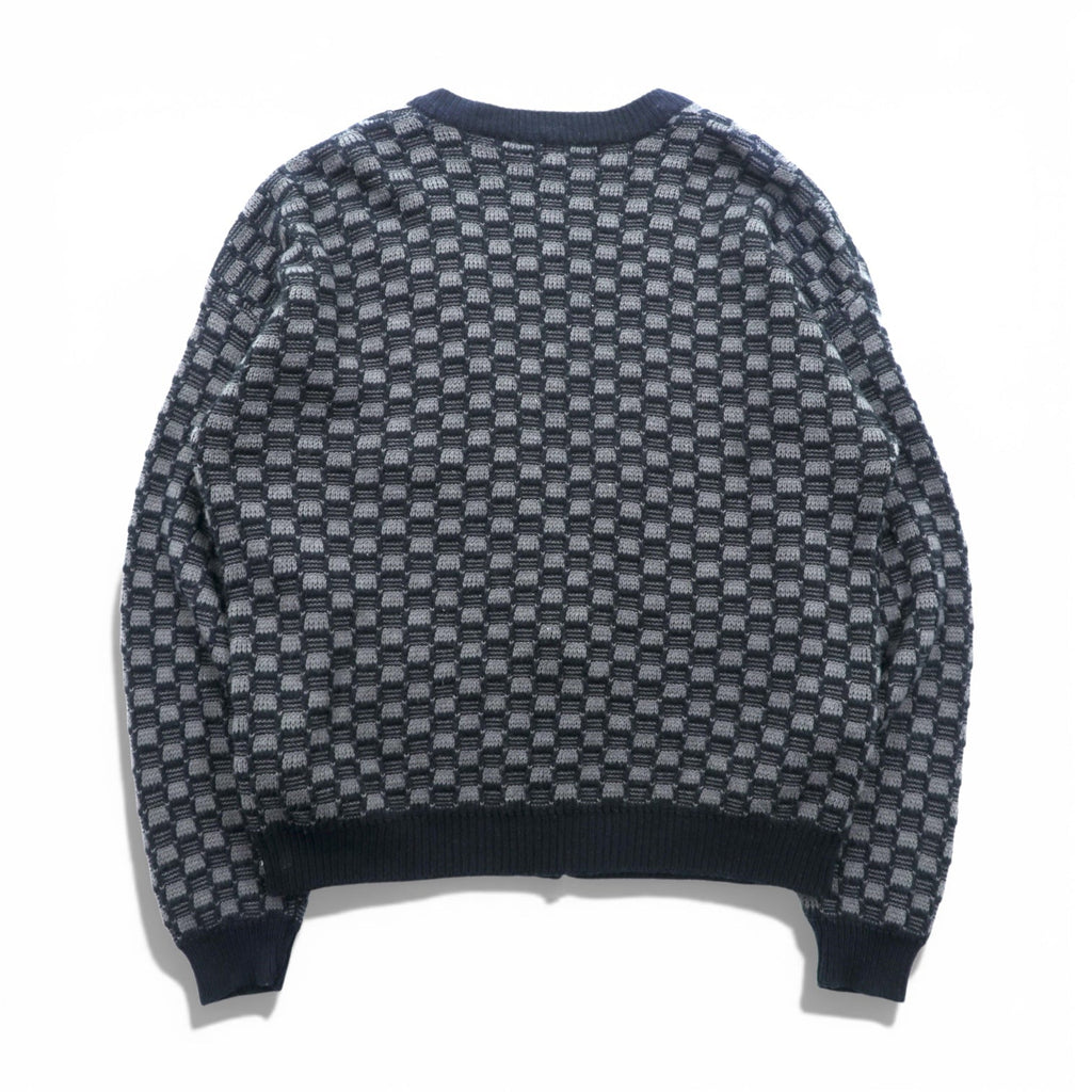 STREET CLOSET 90年代 ヴィンテージ ジャガード ニット カーディガン L ブロックチェック アクリル