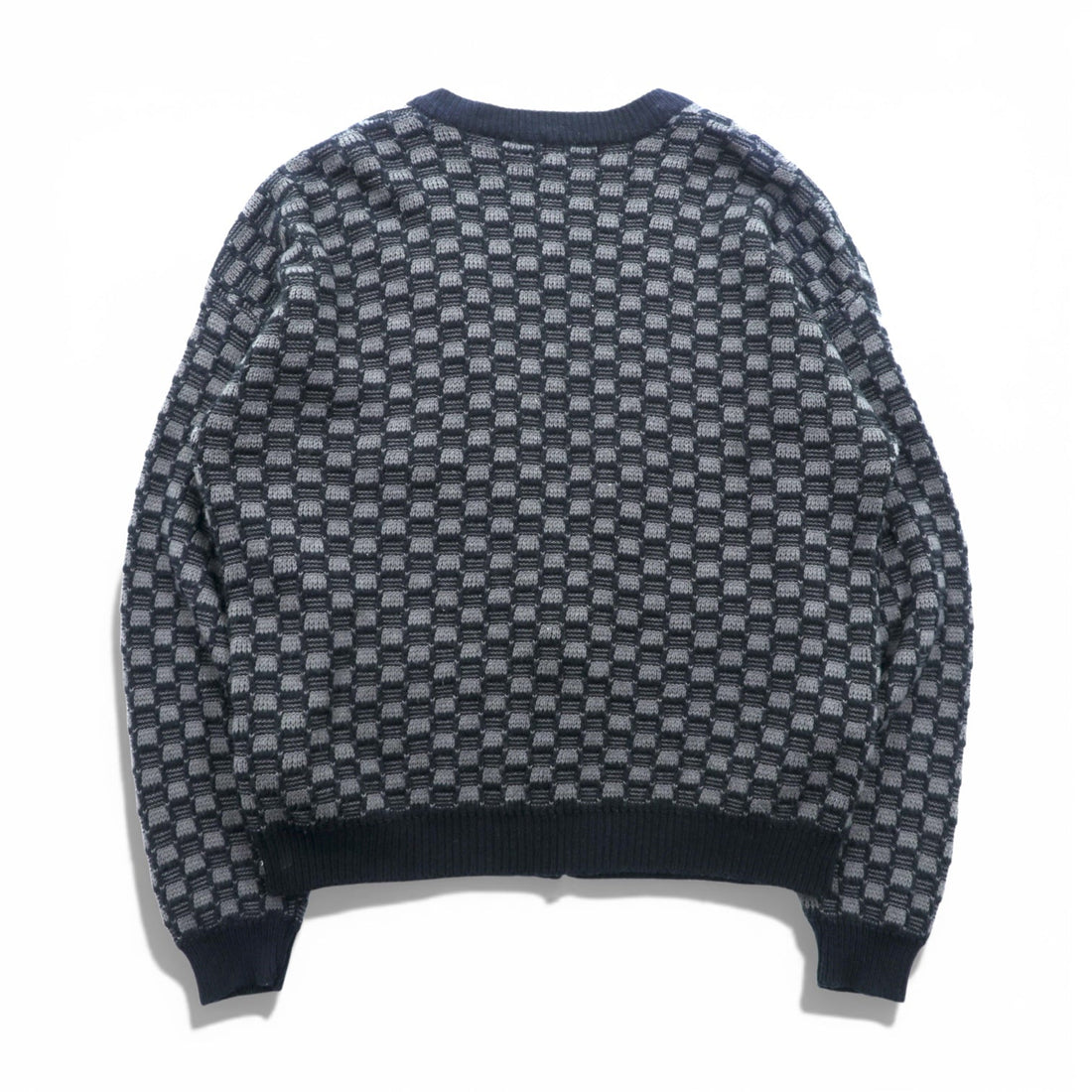 STREET CLOSET 90年代 ヴィンテージ ジャガード ニット カーディガン L ブロックチェック アクリル
