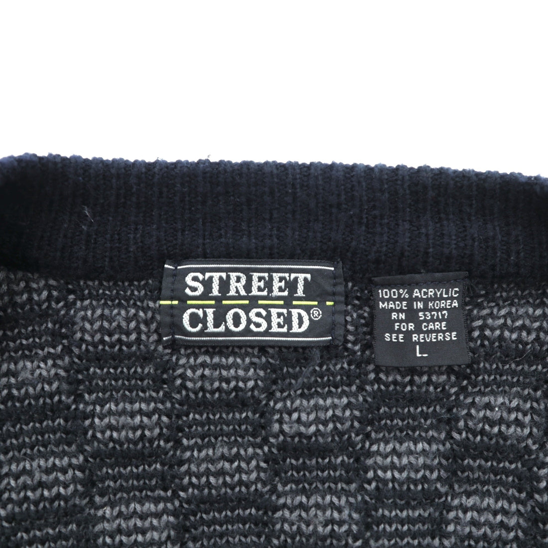 STREET CLOSET 90年代 ヴィンテージ ジャガード ニット カーディガン L ブロックチェック アクリル