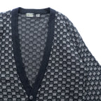 STREET CLOSET 90年代 ヴィンテージ ジャガード ニット カーディガン L ブロックチェック アクリル